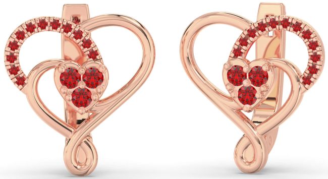 Ruby Rose Gold Heart Dangle Earrings