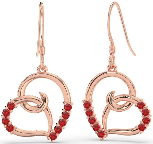Ruby Rose Gold Heart Dangle Earrings