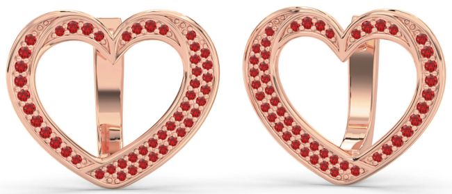 Ruby Rose Gold Heart Stud Earrings