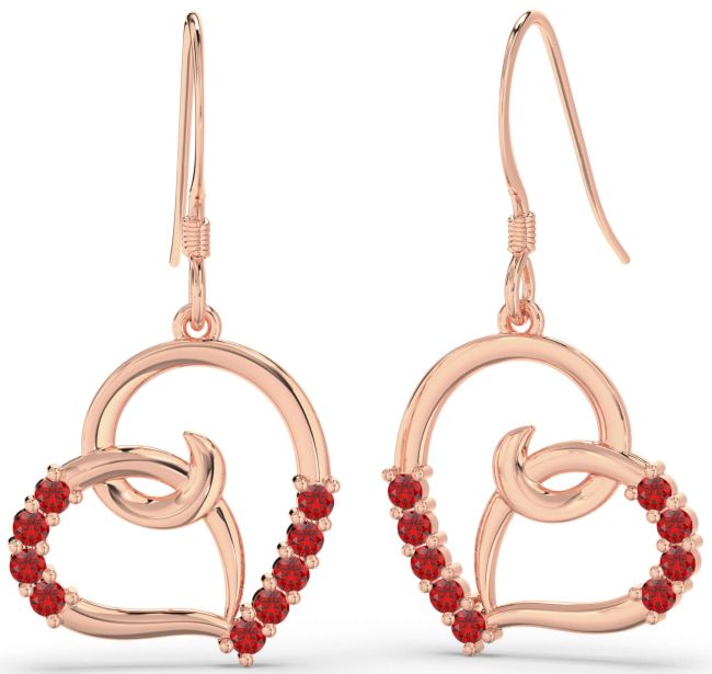 Ruby Rose Gold Heart Dangle Earrings