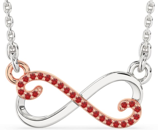 Ruby Rose Gold Silver Infinity Heart Necklace