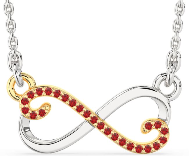 Ruby Gold Silver Infinity Heart Necklace