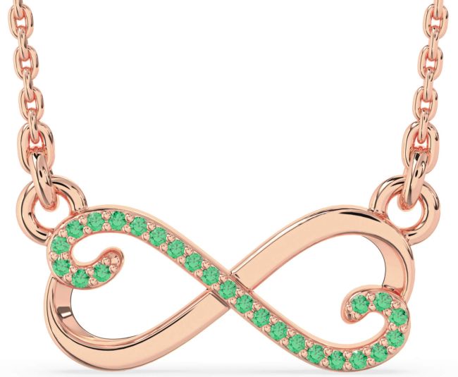 Emerald Rose Gold Infinity Heart Necklace