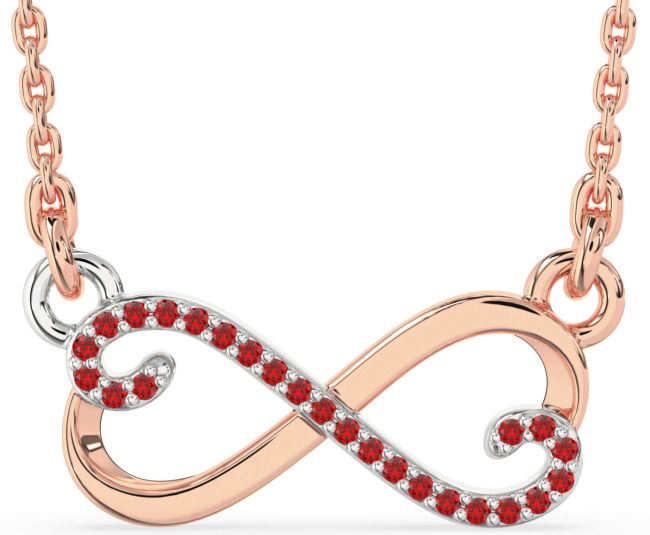 Ruby Rose Gold Silver Infinity Heart Necklace