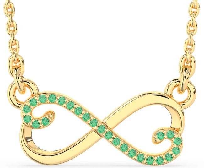 Emerald Gold Infinity Heart Necklace