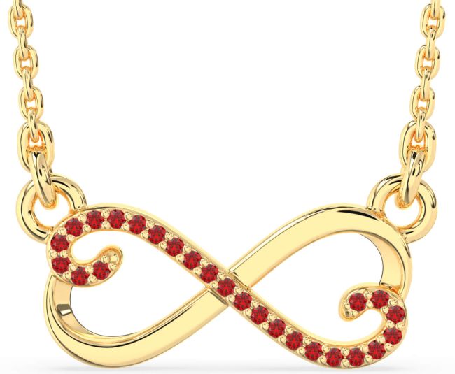 Ruby Gold Infinity Heart Necklace