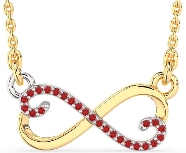 Ruby Gold Silver Infinity Heart Necklace