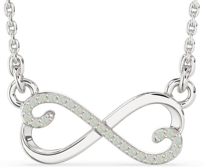 Opal Silver Infinity Heart Necklace