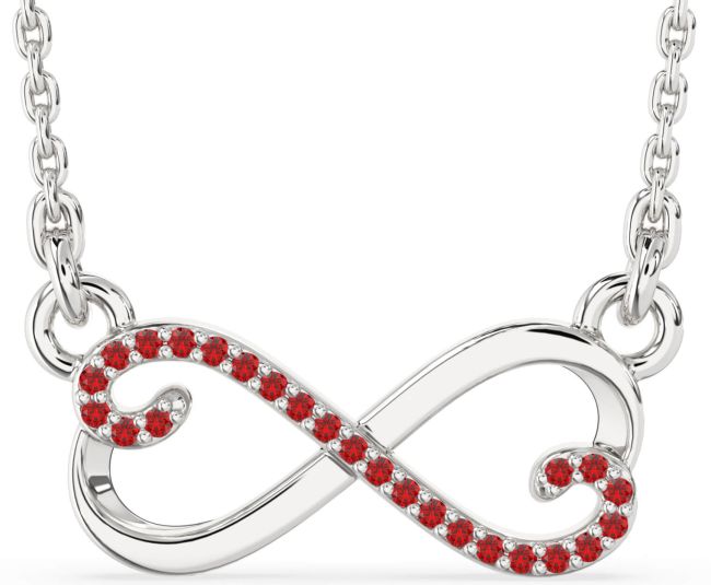 Ruby Silver Infinity Heart Necklace