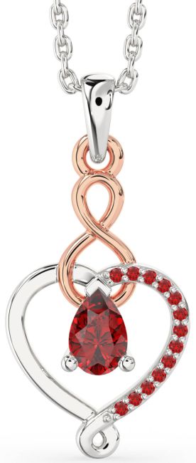 Ruby Rose Gold Silver Heart Infinity Necklace