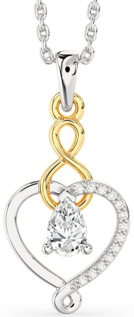 Emerald Gold Silver Heart Infinity Necklace