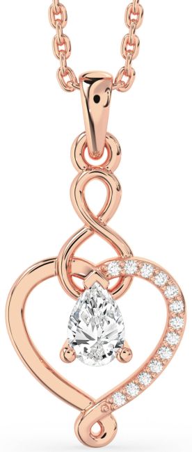 Emerald Rose Gold Heart Infinity Necklace