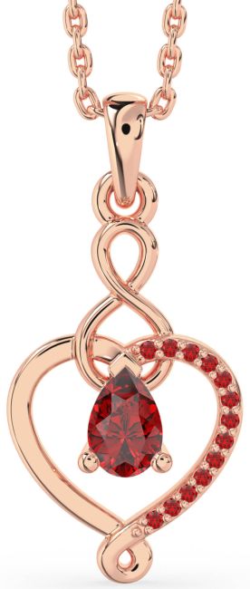 Ruby Rose Gold Heart Infinity Necklace