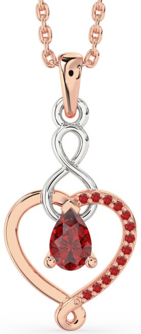 Ruby Rose Gold Silver Heart Infinity Necklace