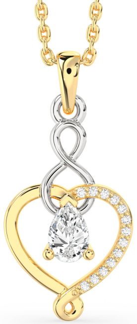 Emerald Gold Silver Heart Infinity Necklace
