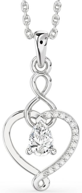 Diamond White Gold Heart Infinity Necklace