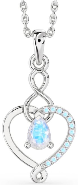 Moonstone Silver Heart Infinity Necklace