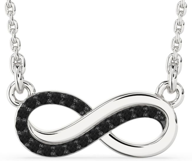 Black Diamond Silver Infinity Necklace