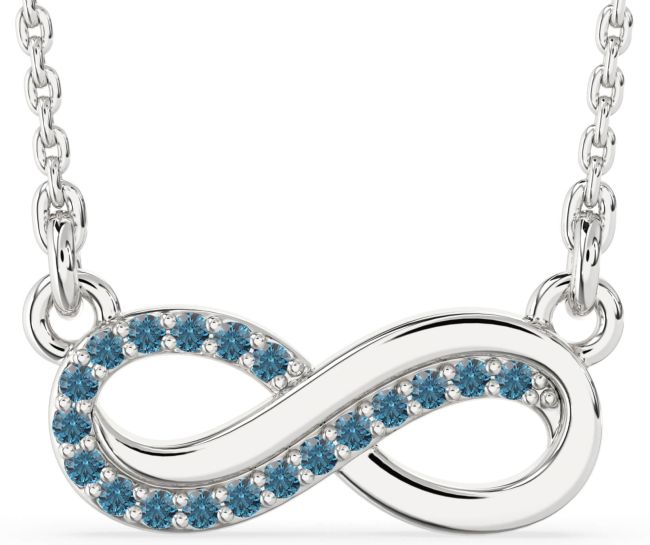 Blue Diamond Silver Infinity Necklace