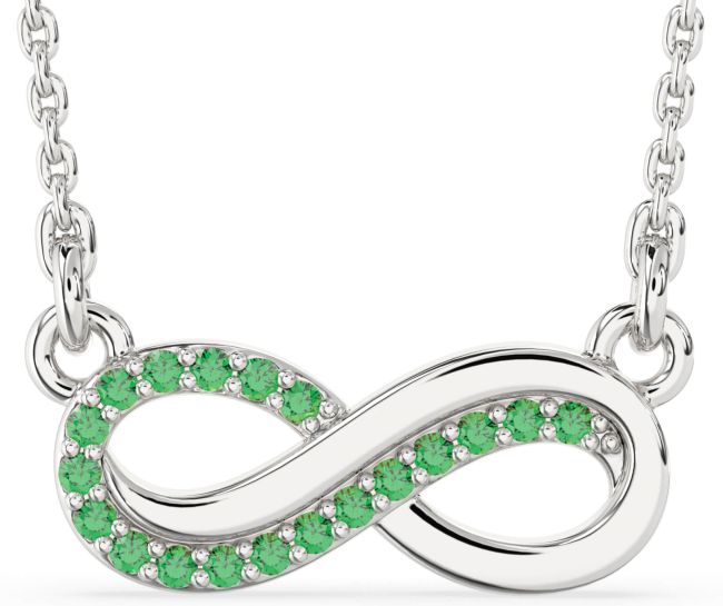 Emerald Platinum Infinity Necklace