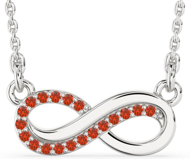 Fire Opal Platinum Infinity Necklace
