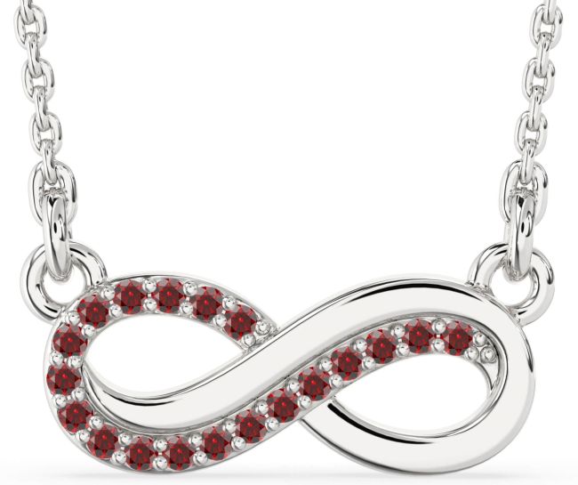 Garnet Platinum Infinity Necklace