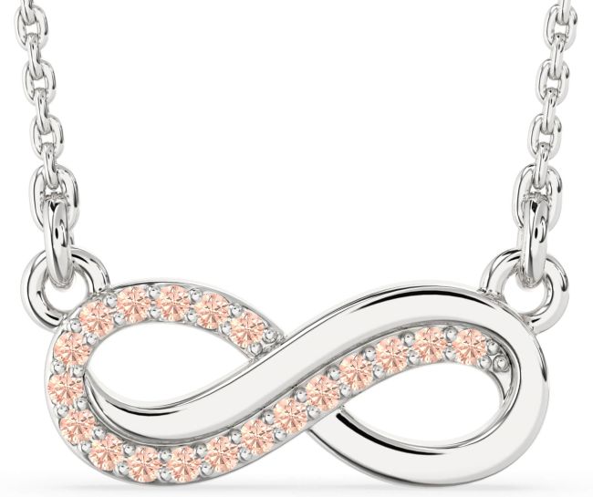 Morganite Silver Infinity Necklace