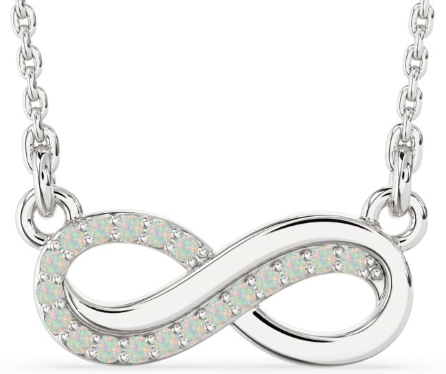 Opal Silver Infinity Necklace