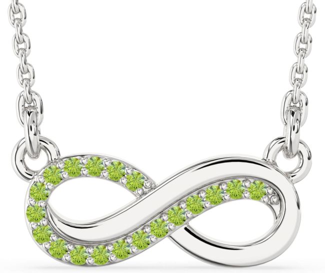 Peridot Silver Infinity Necklace