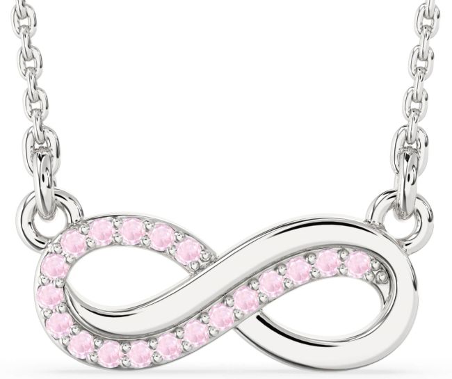 Rose Quartz Silver Infinity Necklace