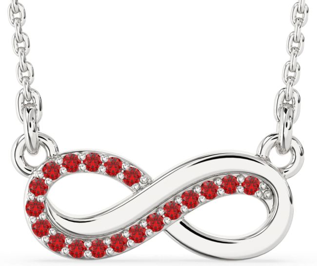 Ruby White Gold Infinity Necklace
