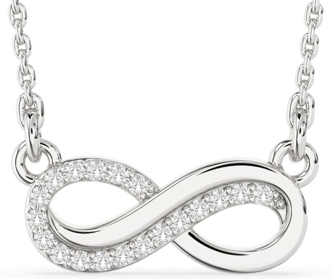 White Sapphire Silver Infinity Necklace