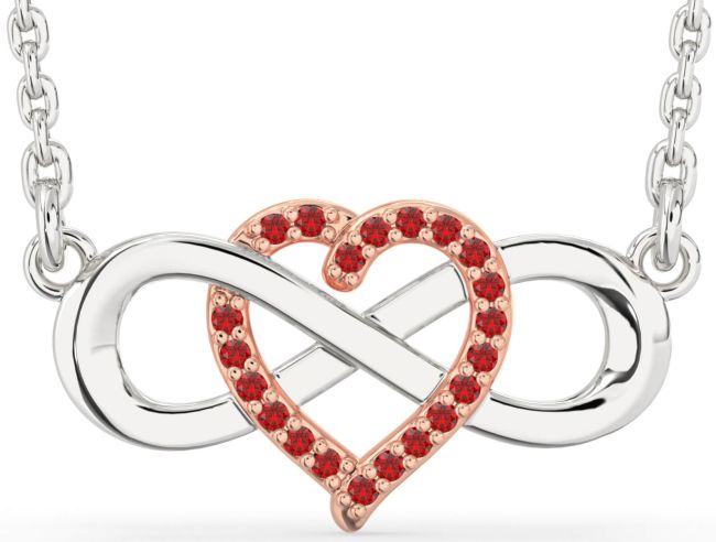 Ruby Rose Gold Silver Heart Infinity Necklace