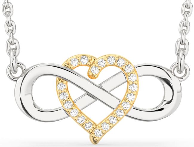 Diamond Platinum & Yellow Gold Heart Infinity Necklace