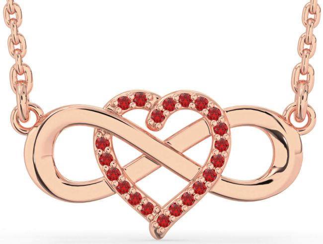 Ruby Rose Gold Heart Infinity Necklace