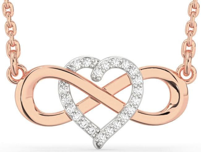 Diamond White Rose Gold Heart Infinity Necklace