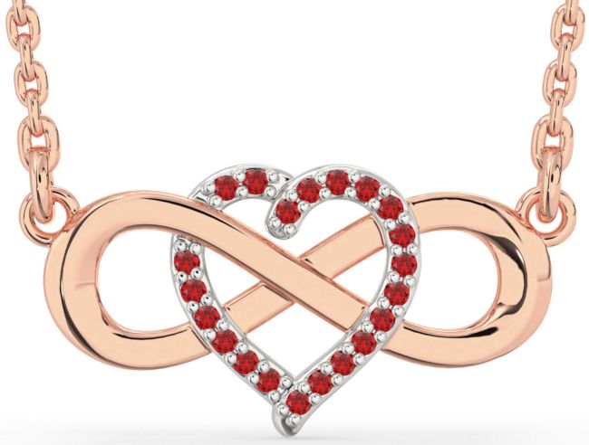 Ruby Rose Gold Silver Heart Infinity Necklace