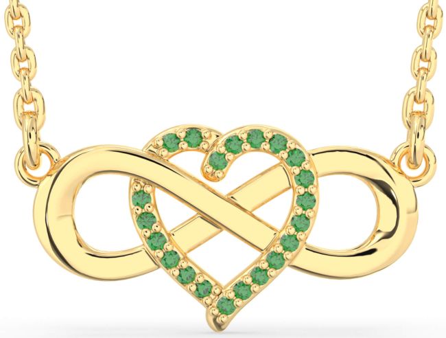 Emerald Gold Heart Infinity Necklace