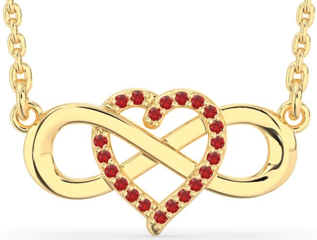 Ruby Gold Heart Infinity Necklace