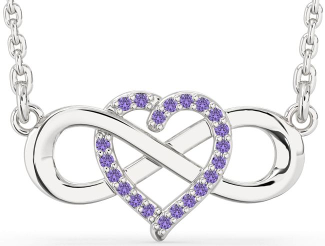 Alexandrite Silver Heart Infinity Necklace