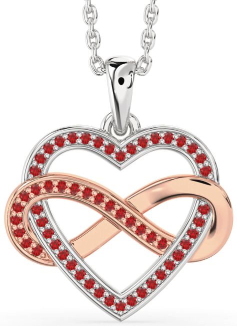Ruby Rose Gold Silver Heart Infinity Necklace