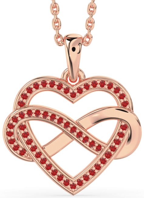 Ruby Rose Gold Heart Infinity Necklace