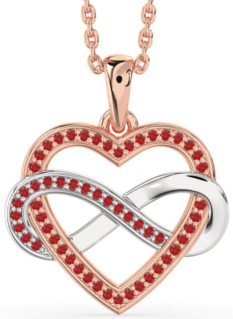 Ruby Rose Gold Silver Heart Infinity Necklace
