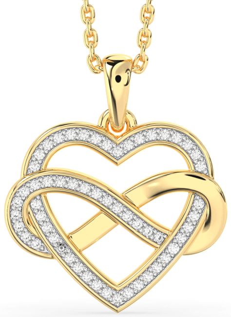 Diamond Gold Silver Heart Infinity Necklace
