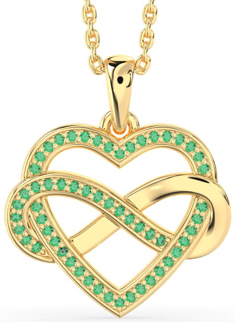 Emerald Gold Heart Infinity Necklace