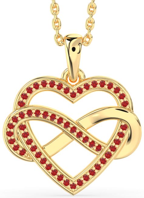 Ruby Gold Silver Heart Infinity Necklace
