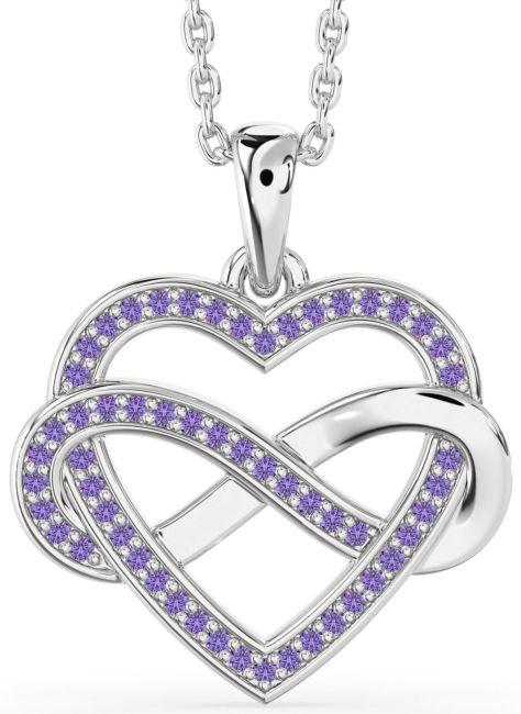 Alexandrite Silver Heart Infinity Necklace