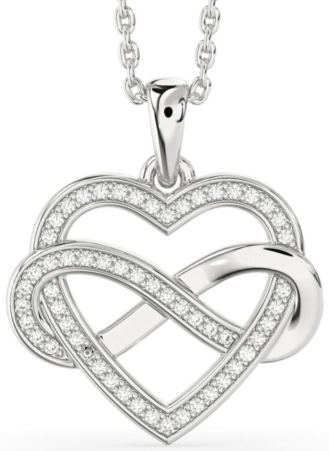 Diamond Silver Heart Infinity Necklace