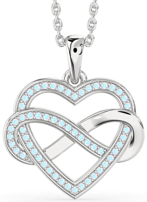 Moonstone Silver Heart Infinity Necklace