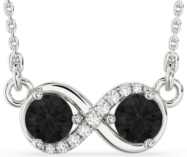Black Diamond Silver Infinity Necklace